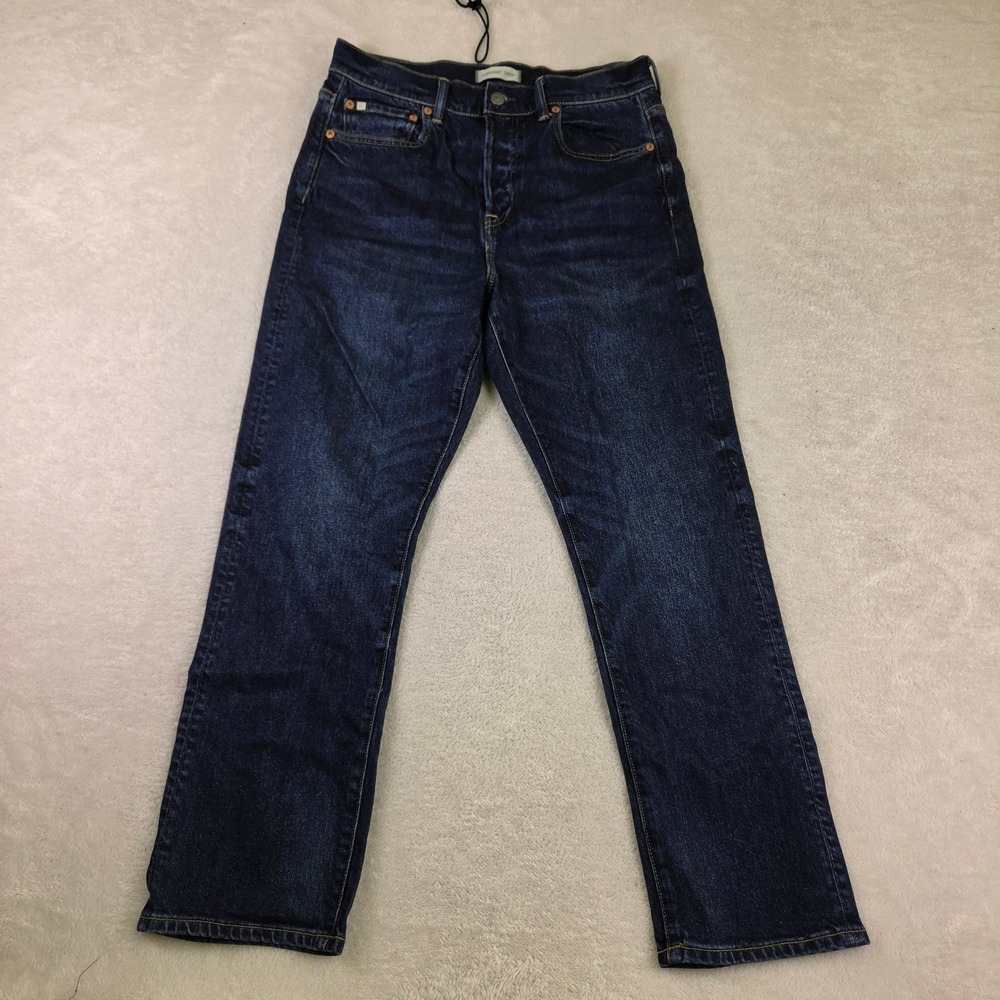 AE77 Straight Crop Jeans Dark Indigo Wash Button Fly Size 10 Regular Standard